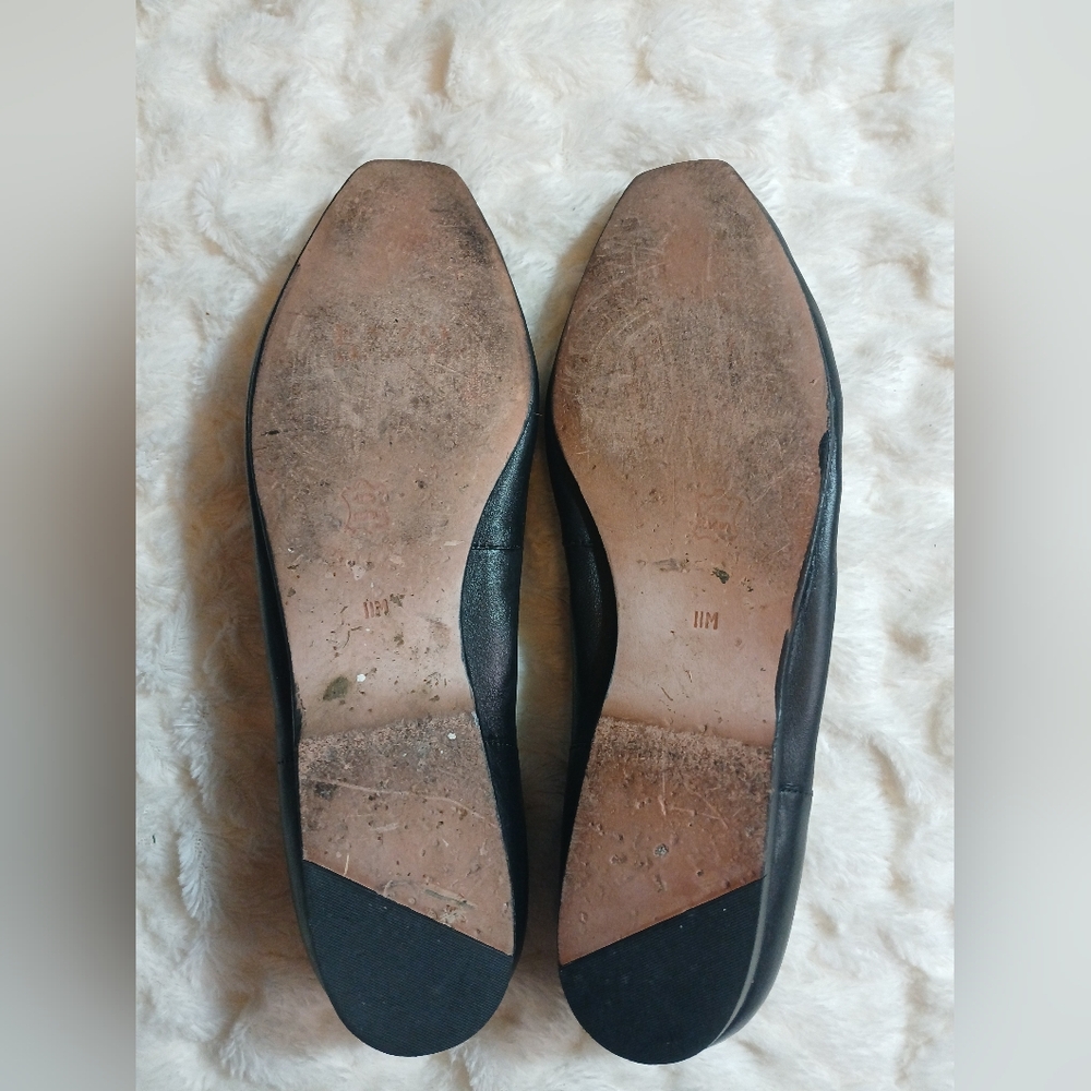 Enzo Angiolini "Rich" Womens Black Leather Slip On Flats Leopard Fur Toe Sz 11 M - Picture 8 of 10